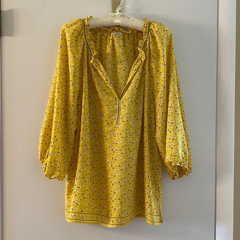 Max Studio Yellow Floral Blouse Size M